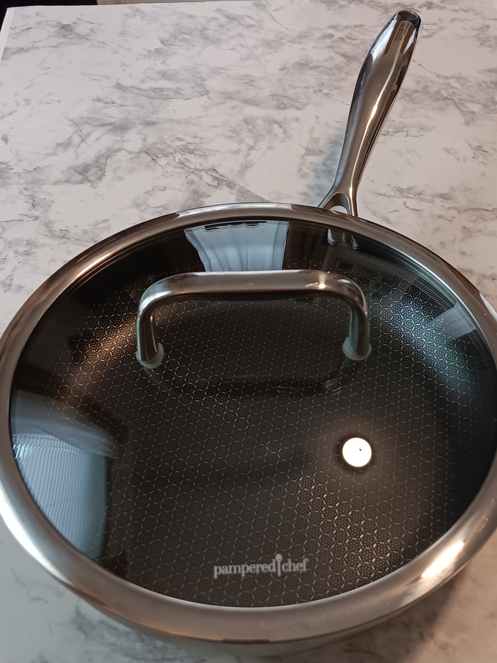 Pampered Chef Black Nonstick Frying Pan with Glass Lid